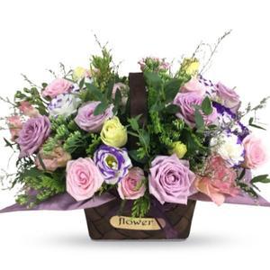 보라장미혼합 꽃바구니 배달 당일 전국 꽃배달서비스 장미 출산 생일 축하 선물 프로포즈 결혼기념일