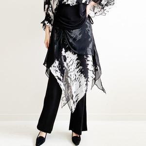 [까르죠아] 붓터치 쉬폰 랩 스커트 여성 스포츠 댄스복