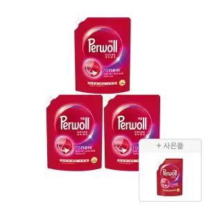 퍼울 컬러 리필 1.7L, 3개 + 증정(세탁세제 (컬러, 다양한 색상 의류용), 300 ML, 1개)