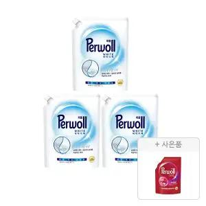 퍼울 화이트 리필 1.7L, 3개+증정(세탁세제 (컬러, 다양한 색상 의류용), 300 ML, 1개)