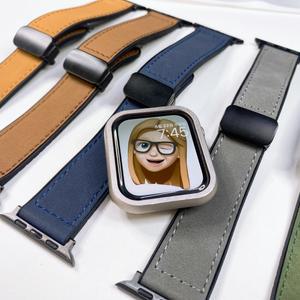 NUBASE 애플워치 11 10 9 SE3 솔리드 마그네틱 디버클 가죽 싱글투어 스트랩