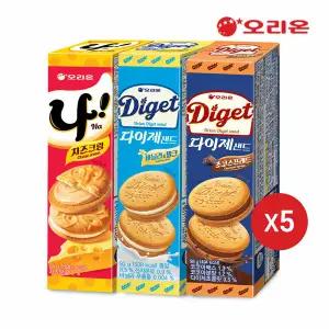 오리온 다이제샌드 바닐라밀크 2p(93g) 5개+초코스프레드(98g) 5개+나샌드(77g) 5개