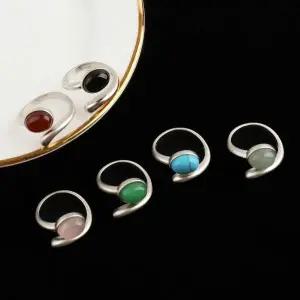 [셀러허브]여자 원석 오닉스 6컬러 전통 한복 동글 반지 (S17177765)