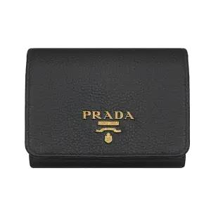 삼각 로고 3단 반지갑/블랙/1MH176 2E3A F0002