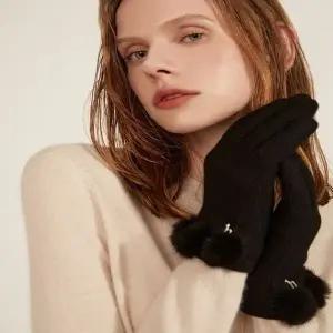 갤러리아 헤지스핸드백 HIGV4F005BK 스마트터치가능 블랙 밍크퍼 여성장갑