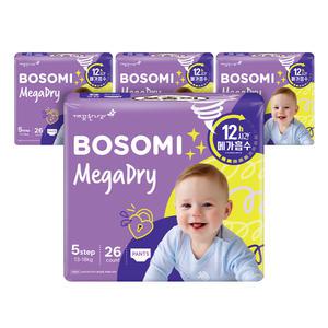 NEW 보솜이 메가드라이 팬티 기저귀, 특대형, 26매, 4팩, 1개(104매)