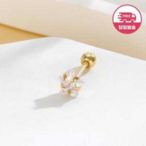 [비앤비골드] 당일발송 14K 심플 스타 큐빅 피어싱 5mm 한쪽 JAE40469
