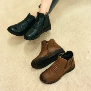 [제이시]제이시 발볼편한 소가죽 3CM 겨울 털워커 앵부츠 B059