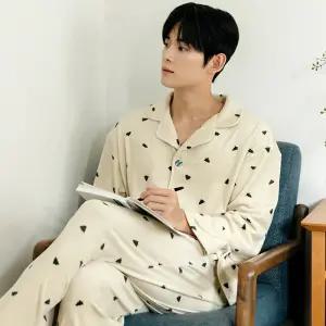 이너쿠키 남자 수면 잠옷 세트 라이트 기모 밍크 극세사 겨울 남성 파자마 홈웨어 MHS4711