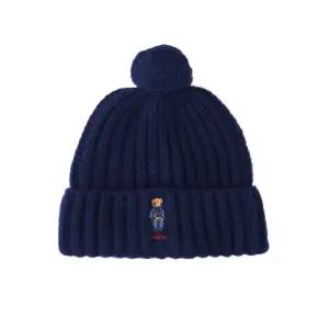 24FW 데님 베어 자수 폼폼 비니 블루 455931876 003