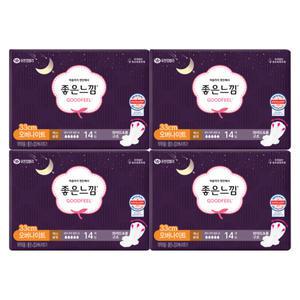 좋은느낌 오리지널 오버나이트 33cm 14P 4팩 / 에어핏쿠션 날개형 생리대