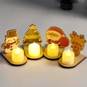 크리스마스 캔들 무드등 만들기 세트 12월 겨울 성탄절 소품 장식 팬시 우드 미술 공예 diy 키트 돌봄 늘봄 방과후 수업 활동 재료