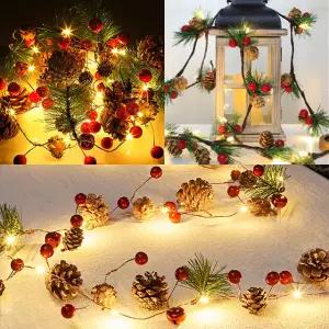 크리스마스 LED 줄 조명 솔방울 와이어 전구 야외 인테리어 등 무드등 트리 장식 건전지