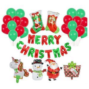 10종 크리스마스 풍선 알파벳 가랜드 산타 풍선 세트 파티 용품