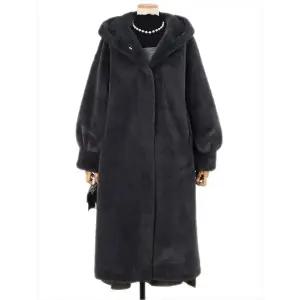 [하프클럽/쉬즈나인]위니 밍크퍼 후드 롱코트