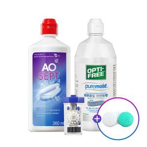 [알콘] 옵티프리 렌즈세척액 에이오셉 플러스 360ml+퓨어모이스트 300ml_렌즈케이스