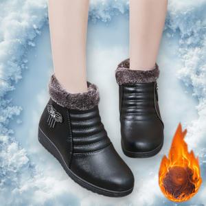 털 안감 여성 가죽 앵클 부츠 기모 중년 엄마털신발 발편한 경량 방한화