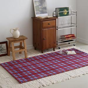 [더프리그]페블 체크 패턴 극세사 인테리어 디자인 미니 침실 러그