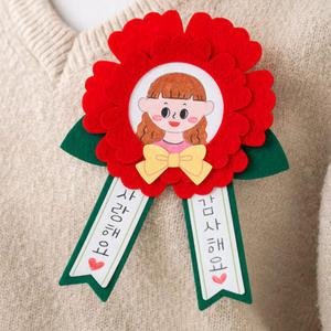 [오피스스쿨] 민화샵 KC인증 카네이션 사진 브로치 DIY 스승의날 가정의달 부모님선물 브로치꽃
