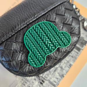 니트 테디베어 위빙 가죽 반달 동전지갑 미니파우치