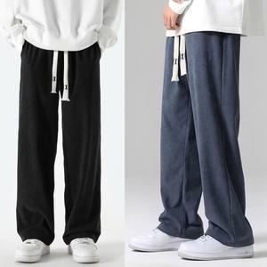 남자 기모 코듀로이 와이드팬츠 편한 밴딩 골덴바지 루즈핏 골지 벨벳 통바지