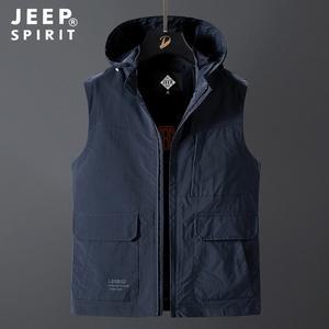 JEEP 남자 봄 캐주얼 낚시 얇은 작업조끼