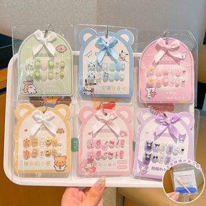 키즈 프레스 손톱, 5D 참, 소녀용 손톱, Y2k 귀여운 네일 팁, 패션 손톱, 12