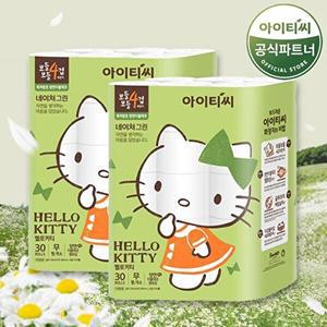 [홈스웰][S]헬로키티 4겹 화장지 네이처그린 (20MX30롤) 2팩 총 60롤