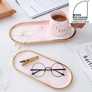 풀커버링 마블(대형) 골드 트레이 화장품 정리대 대리석 향수 인테리어 차키 촬영소품 보관함