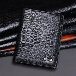 크리스찬케리 남성 소가죽 중지갑 CK-2204 악어무늬 블랙 카드 지폐 수납 지갑