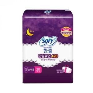쏘피 한결 안심숙면 수퍼롱 20p 빠른흡수 소피 생리대 1팩