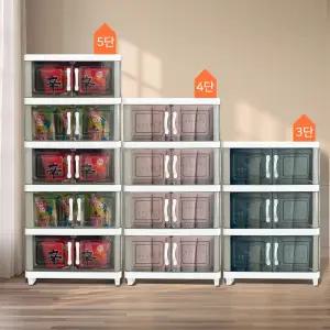 stp 리빙박스 3단 4단 5단 수납정리함 국내산 이동식 양문형 폴딩 서랍장