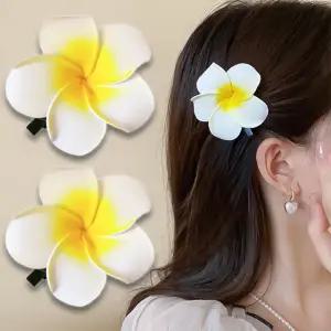 하와이안 머리핀 플루메리아 하와이 꽃 집게핀 플라워 여름 휴가 휴양지 핀 헤어핀 셀프웨딩
