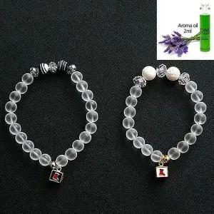 [하프클럽/]크리스마스 무광백수정 커플 향기 원석 팔찌