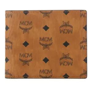 엠씨엠 브라운 컬러 로고 패턴 프린티드 캔버스 반지갑 MXSAAVI04 CO