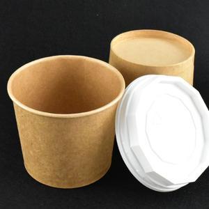 350종이용기 컵밥 종이그릇 PT-350(크라프트) 500세트(KP백색뚜껑포함)