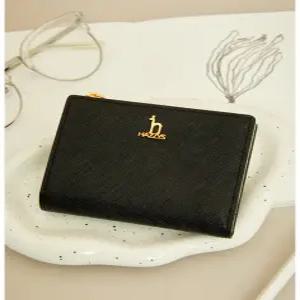 헤지스 액세서리 여성 24FW [스테디셀러]블랙 단색 소가죽 반지갑 WIWA4F002BK