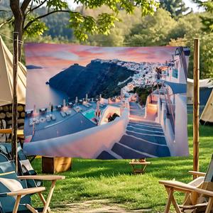 산토리니 그리스 포토존 현수막 복고풍 플래그 다중 선택 거실 스튜디오 부스 인테리어 장식 배너