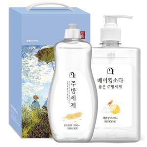 오늘의쉼표 세제 선물세트 답례품 베이킹소다 레몬 30호 (주방세제 펌프 + 곡물세제)