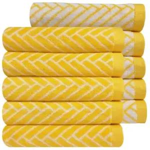 다주타올 10장 40수 코마사 170g 선염 헤링본 양면 디자인 예쁜 무형광 옐로우 호텔 수건