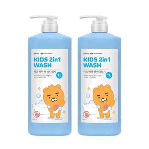 베비언스 리틀카카오프렌즈 유아바스 키즈 헤어 앤 바디워시 블루 1L × 2개