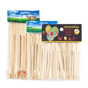 대나무 손잡이꽂이 50p 10개 꼬치 요리 소모품/꼬지/산적/다용도/꽂이/과일/나무/일회용/미니/포크/고기/