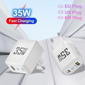 35W GAN USB C타입 충전기 태블릿 고속 QC3.0 PD3.0 충전 어댑터 아이폰 호환 샤오미 호환용 EU US KR 플러그 벽면
