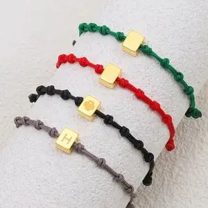 순금 팔찌 [커스텀 아이콘 이니셜 양면각인 컬러 매듭끈]