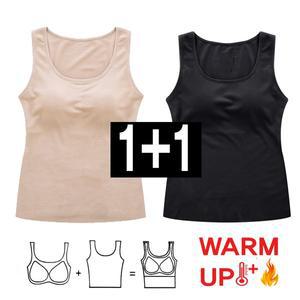 히트 기모 브라탑 런닝 1+1 캡 내장 기모 나시 여자 발열 겨울