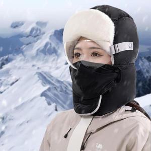 러시아어 Ushanka 겨울 귀마개 모자 고글 후드 캡 사이클링 방풍 패딩 비니 스노우