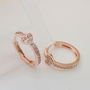 샬롯 큐빅 하트 링 귀걸이 ( 로즈골드 , 실버 )