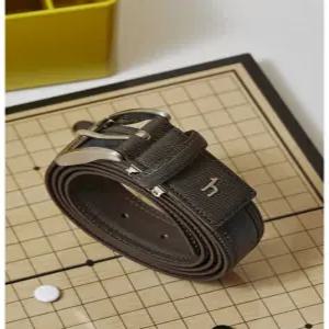 헤지스 액세서리 남성 24FW [스테디셀러] 브라운 체크 소가죽 벨트 WUBE4F808W2