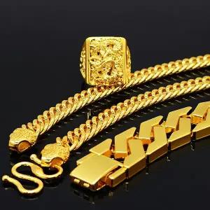 3종세트 목걸이 반지 팔찌 18k 도금 셋트 헤비육각체인 헤비트루체인 승천 남자 변색없는