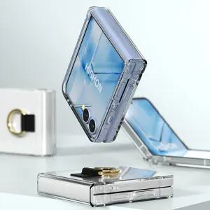 HI 액정보호 강화유리 일체형 핑거링 클리어 하드 갤럭시Z플립7 케이스